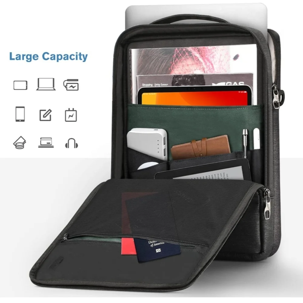 💼 FINPAC Laptop Shoulder Bag - Black (13-16 Inch) 💼
